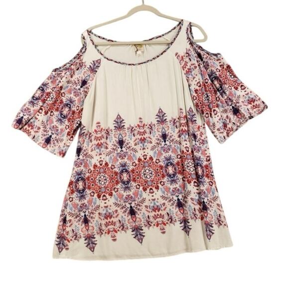 FIG & FLOWER ANTHROPOLOGIE TUNIC BLOUSE COLD SHOULDER SZ S BOHO COTTAGE CORE - Picture 3 of 16